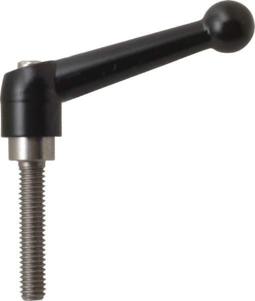 KIPP - 5/16-18, 0.71" Hub Diam, Zinc Die Cast (Stainless Steel Components) Threaded Stud Adjustable Clamping Lever - 1.57" Stud Length, 2.87" OAL, 1.79" High - USA Tool & Supply