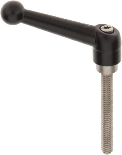 KIPP - 5/16-18, 0.71" Hub Diam, Zinc Die Cast (Stainless Steel Components) Threaded Stud Adjustable Clamping Lever - 2.36" Stud Length, 2.87" OAL, 1.79" High - USA Tool & Supply