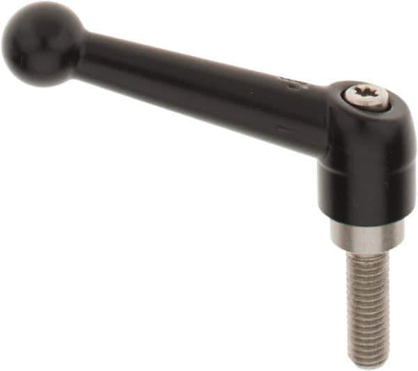 KIPP - M8 x 1.25, 18mm Hub Diam, Zinc Die Cast (Stainless Steel Components) Metric Threaded Stud Adjustable Clamping Lever - 25mm Stud Length, 73mm OAL, 45.5mm High - USA Tool & Supply