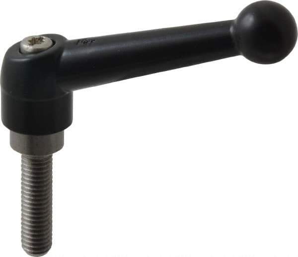 KIPP - M8 x 1.25, 18mm Hub Diam, Zinc Die Cast (Stainless Steel Components) Metric Threaded Stud Adjustable Clamping Lever - 30mm Stud Length, 73mm OAL, 45.5mm High - USA Tool & Supply