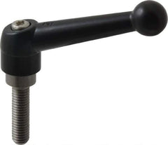 KIPP - M8 x 1.25, 18mm Hub Diam, Zinc Die Cast (Stainless Steel Components) Metric Threaded Stud Adjustable Clamping Lever - 30mm Stud Length, 73mm OAL, 45.5mm High - USA Tool & Supply
