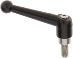 KIPP - 3/8-16, 0.83" Hub Diam, Zinc Die Cast (Stainless Steel Components) Threaded Stud Adjustable Clamping Lever - 0.79" Stud Length, 3.54" OAL, 2.26" High - USA Tool & Supply