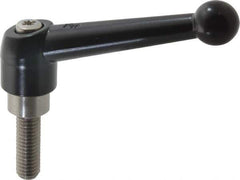 KIPP - 3/8-16, 0.83" Hub Diam, Zinc Die Cast (Stainless Steel Components) Threaded Stud Adjustable Clamping Lever - 1.18" Stud Length, 3.54" OAL, 2.26" High - USA Tool & Supply