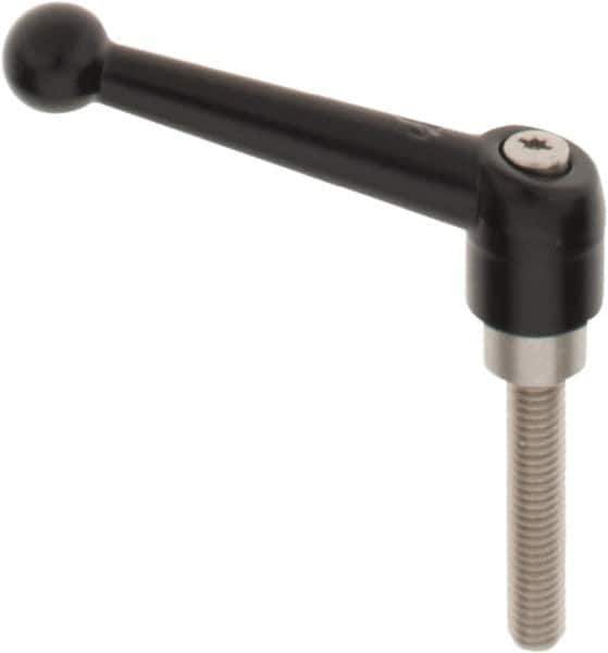 KIPP - 3/8-16, 0.83" Hub Diam, Zinc Die Cast (Stainless Steel Components) Threaded Stud Adjustable Clamping Lever - 1.97" Stud Length, 3.54" OAL, 2.26" High - USA Tool & Supply