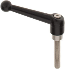 KIPP - 3/8-16, 0.83" Hub Diam, Zinc Die Cast (Stainless Steel Components) Threaded Stud Adjustable Clamping Lever - 1.97" Stud Length, 3.54" OAL, 2.26" High - USA Tool & Supply