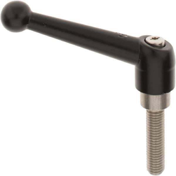 KIPP - M10 x 1.5, 21mm Hub Diam, Zinc Die Cast (Stainless Steel Components) Metric Threaded Stud Adjustable Clamping Lever - 40mm Stud Length, 90mm OAL, 57.5mm High - USA Tool & Supply