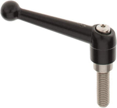 KIPP - 1/2-13, 0.98" Hub Diam, Zinc Die Cast (Stainless Steel Components) Threaded Stud Adjustable Clamping Lever - 1.57" Stud Length, 4-1/4" OAL, 2.64" High - USA Tool & Supply