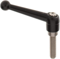 KIPP - 1/2-13, 0.98" Hub Diam, Zinc Die Cast (Stainless Steel Components) Threaded Stud Adjustable Clamping Lever - 1.97" Stud Length, 4-1/4" OAL, 2.64" High - USA Tool & Supply