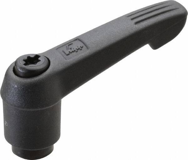 KIPP - M5 x 0.8, 13mm Hub Diam, Glass Fiber (Steel Components) Tapped Adjustable Clamping Lever - 47mm OAL, 30mm High, 9mm Hole Depth - USA Tool & Supply