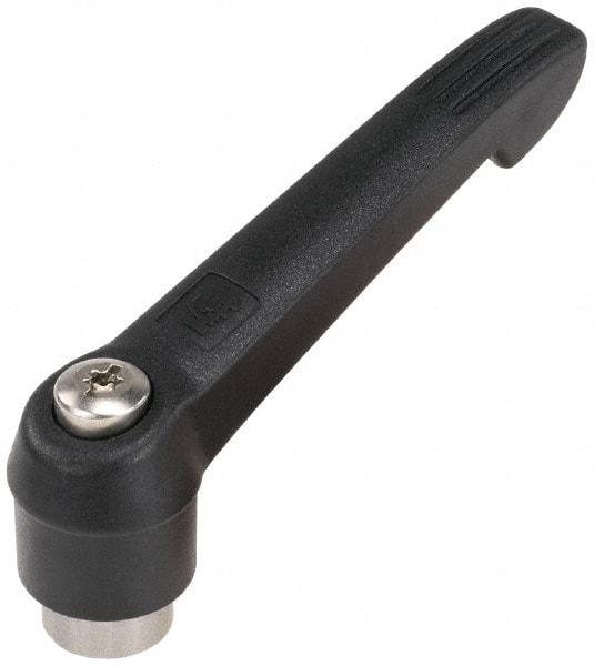 KIPP - M12 x 1.75, 25.5mm Hub Diam, Glass Fiber (Stainless Steel Components) Tapped Adjustable Clamping Lever - 109mm OAL, 61mm High, 17mm Hole Depth - USA Tool & Supply