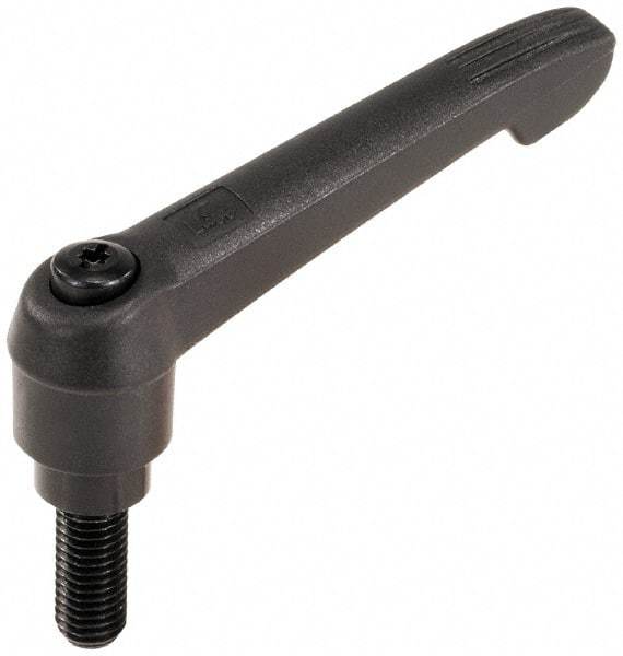 KIPP - 3/8-16, 1" Hub Diam, Glass Fiber (Steel Components) Threaded Stud Adjustable Clamping Lever - 1.18" Stud Length, 4.29" OAL, 2.4" High - USA Tool & Supply