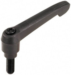 KIPP - 5/8-11, 1.18" Hub Diam, Glass Fiber (Steel Components) Threaded Stud Adjustable Clamping Lever - 1.57" Stud Length, 4.96" OAL, 2.83" High - USA Tool & Supply