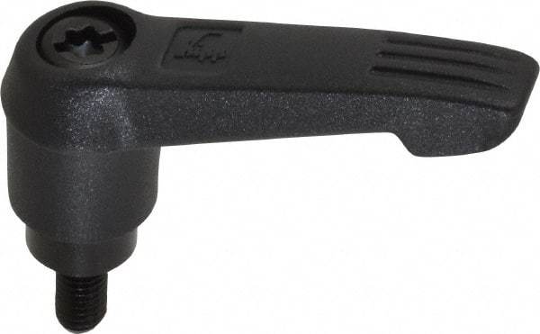 KIPP - #10-32, 0.51" Hub Diam, Glass Fiber (Steel Components) Threaded Stud Adjustable Clamping Lever - 0.39" Stud Length, 1.85" OAL, 1.18" High - USA Tool & Supply