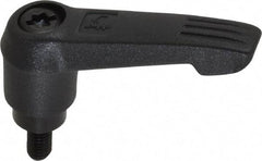 KIPP - #10-32, 0.51" Hub Diam, Glass Fiber (Steel Components) Threaded Stud Adjustable Clamping Lever - 0.39" Stud Length, 1.85" OAL, 1.18" High - USA Tool & Supply