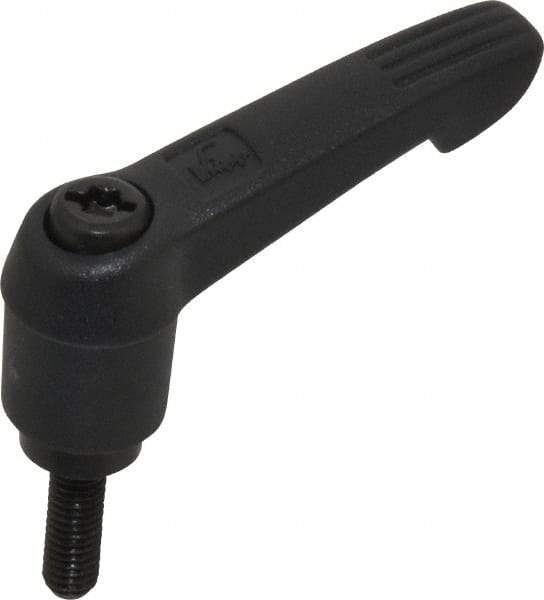 KIPP - #10-32, 0.51" Hub Diam, Glass Fiber (Steel Components) Threaded Stud Adjustable Clamping Lever - 0.59" Stud Length, 1.85" OAL, 1.18" High - USA Tool & Supply