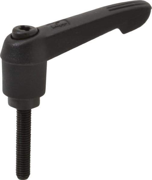 KIPP - #10-32, 0.51" Hub Diam, Glass Fiber (Steel Components) Threaded Stud Adjustable Clamping Lever - 0.98" Stud Length, 1.85" OAL, 1.18" High - USA Tool & Supply