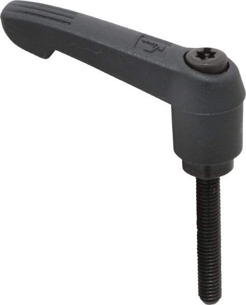 KIPP - #10-32, 0.51" Hub Diam, Glass Fiber (Steel Components) Threaded Stud Adjustable Clamping Lever - 1.18" Stud Length, 1.85" OAL, 1.18" High - USA Tool & Supply