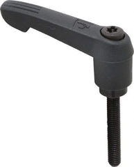KIPP - #10-32, 0.51" Hub Diam, Glass Fiber (Steel Components) Threaded Stud Adjustable Clamping Lever - 1.18" Stud Length, 1.85" OAL, 1.18" High - USA Tool & Supply