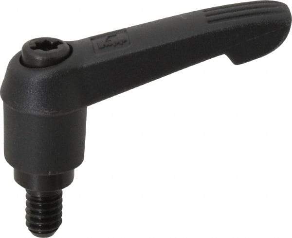 KIPP - 1/4-20, 0.51" Hub Diam, Glass Fiber (Steel Components) Threaded Stud Adjustable Clamping Lever - 0.39" Stud Length, 1.85" OAL, 1.18" High - USA Tool & Supply