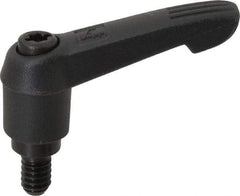 KIPP - 1/4-20, 0.51" Hub Diam, Glass Fiber (Steel Components) Threaded Stud Adjustable Clamping Lever - 0.39" Stud Length, 1.85" OAL, 1.18" High - USA Tool & Supply