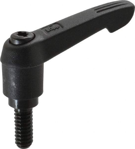 KIPP - 1/4-20, 0.51" Hub Diam, Glass Fiber (Steel Components) Threaded Stud Adjustable Clamping Lever - 0.59" Stud Length, 1.85" OAL, 1.18" High - USA Tool & Supply