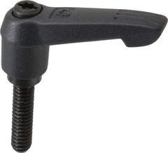KIPP - 1/4-20, 0.51" Hub Diam, Glass Fiber (Steel Components) Threaded Stud Adjustable Clamping Lever - 0.98" Stud Length, 1.85" OAL, 1.18" High - USA Tool & Supply