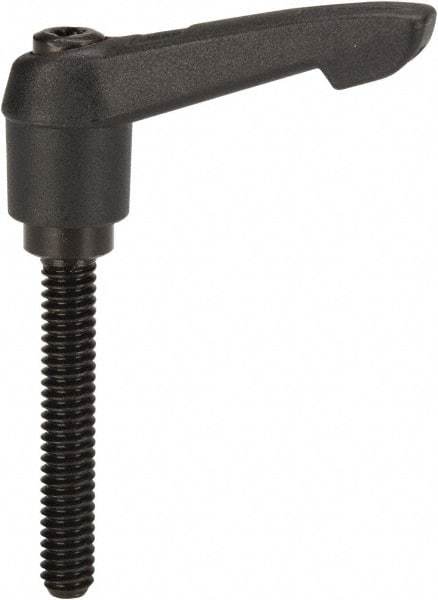 KIPP - 1/4-20, 0.51" Hub Diam, Glass Fiber (Steel Components) Threaded Stud Adjustable Clamping Lever - 1.57" Stud Length, 1.85" OAL, 1.18" High - USA Tool & Supply