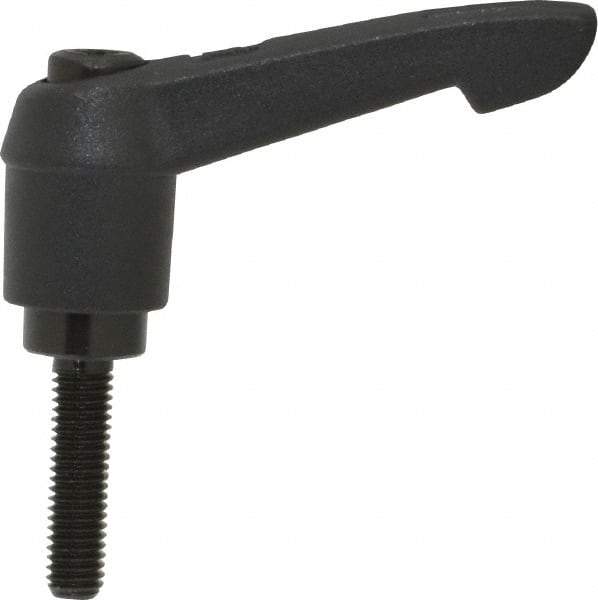KIPP - M5 x 0.8, 13mm Hub Diam, Glass Fiber (Steel Components) Metric Threaded Stud Adjustable Clamping Lever - 20mm Stud Length, 47mm OAL, 30mm High - USA Tool & Supply