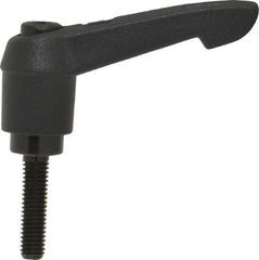 KIPP - M5 x 0.8, 13mm Hub Diam, Glass Fiber (Steel Components) Metric Threaded Stud Adjustable Clamping Lever - 20mm Stud Length, 47mm OAL, 30mm High - USA Tool & Supply