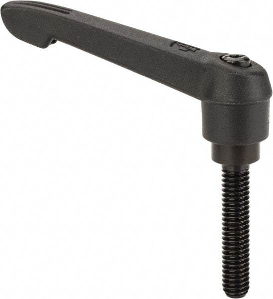 KIPP - 5/16-18, 0.71" Hub Diam, Glass Fiber (Steel Components) Threaded Stud Adjustable Clamping Lever - 1.57" Stud Length, 2.95" OAL, 1.63" High - USA Tool & Supply
