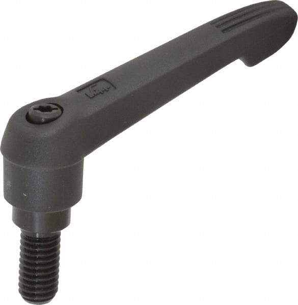KIPP - 3/8-16, 0.71" Hub Diam, Glass Fiber (Steel Components) Threaded Stud Adjustable Clamping Lever - 0.79" Stud Length, 2.95" OAL, 1.63" High - USA Tool & Supply
