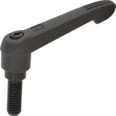 KIPP - 3/8-16, 0.71" Hub Diam, Glass Fiber (Steel Components) Threaded Stud Adjustable Clamping Lever - 0.98" Stud Length, 2.95" OAL, 1.63" High - USA Tool & Supply