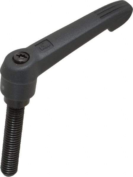 KIPP - 3/8-16, 0.71" Hub Diam, Glass Fiber (Steel Components) Threaded Stud Adjustable Clamping Lever - 1.97" Stud Length, 2.95" OAL, 1.63" High - USA Tool & Supply