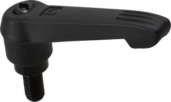 KIPP - M8 x 1.25, 18mm Hub Diam, Glass Fiber (Steel Components) Metric Threaded Stud Adjustable Clamping Lever - 15mm Stud Length, 75mm OAL, 41.5mm High - USA Tool & Supply