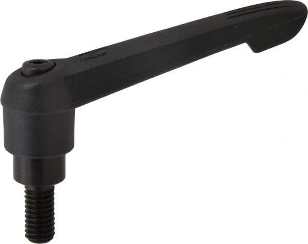 KIPP - 3/8-16, 0.85" Hub Diam, Glass Fiber (Steel Components) Threaded Stud Adjustable Clamping Lever - 0.79" Stud Length, 3.6" OAL, 2.11" High - USA Tool & Supply