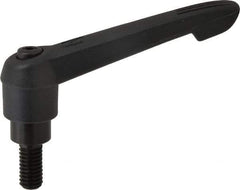 KIPP - 3/8-16, 0.85" Hub Diam, Glass Fiber (Steel Components) Threaded Stud Adjustable Clamping Lever - 0.79" Stud Length, 3.6" OAL, 2.11" High - USA Tool & Supply