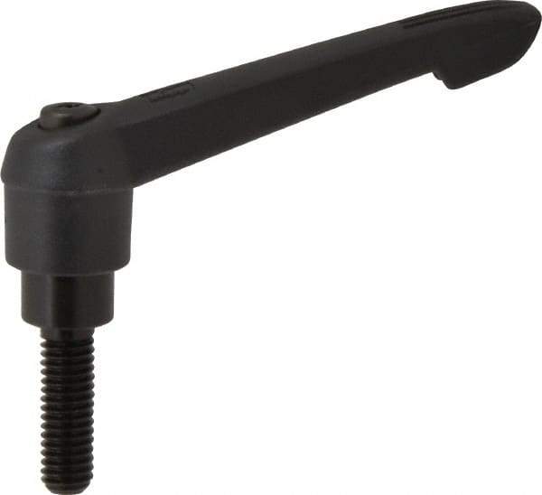 KIPP - 3/8-16, 0.85" Hub Diam, Glass Fiber (Steel Components) Threaded Stud Adjustable Clamping Lever - 1.18" Stud Length, 3.6" OAL, 2.11" High - USA Tool & Supply