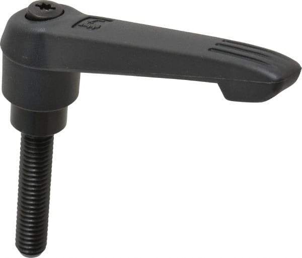 KIPP - 3/8-16, 0.85" Hub Diam, Glass Fiber (Steel Components) Threaded Stud Adjustable Clamping Lever - 1.77" Stud Length, 3.6" OAL, 2.11" High - USA Tool & Supply