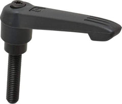 KIPP - 3/8-16, 0.85" Hub Diam, Glass Fiber (Steel Components) Threaded Stud Adjustable Clamping Lever - 1.77" Stud Length, 3.6" OAL, 2.11" High - USA Tool & Supply