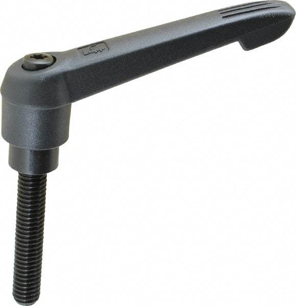 KIPP - 3/8-16, 0.85" Hub Diam, Glass Fiber (Steel Components) Threaded Stud Adjustable Clamping Lever - 1.97" Stud Length, 3.6" OAL, 2.11" High - USA Tool & Supply