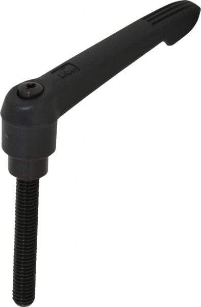KIPP - 3/8-16, 0.85" Hub Diam, Glass Fiber (Steel Components) Threaded Stud Adjustable Clamping Lever - 2.36" Stud Length, 3.6" OAL, 2.11" High - USA Tool & Supply
