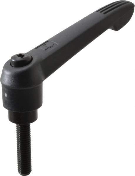 KIPP - 3/8-16, 1" Hub Diam, Glass Fiber (Steel Components) Threaded Stud Adjustable Clamping Lever - 1.57" Stud Length, 4.29" OAL, 2.4" High - USA Tool & Supply