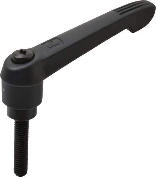 KIPP - 3/8-16, 1" Hub Diam, Glass Fiber (Steel Components) Threaded Stud Adjustable Clamping Lever - 1.77" Stud Length, 4.29" OAL, 2.4" High - USA Tool & Supply