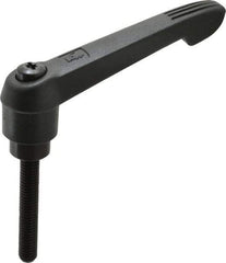 KIPP - 3/8-16, 1" Hub Diam, Glass Fiber (Steel Components) Threaded Stud Adjustable Clamping Lever - 2.36" Stud Length, 4.29" OAL, 2.4" High - USA Tool & Supply