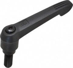 KIPP - 1/2-13, 1" Hub Diam, Glass Fiber (Steel Components) Threaded Stud Adjustable Clamping Lever - 1.18" Stud Length, 4.29" OAL, 2.4" High - USA Tool & Supply