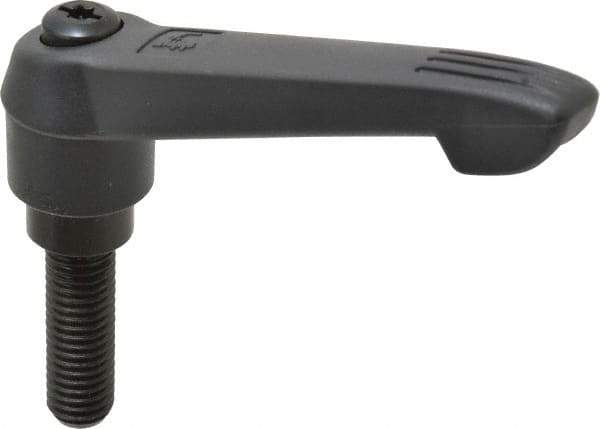 KIPP - 1/2-13, 1" Hub Diam, Glass Fiber (Steel Components) Threaded Stud Adjustable Clamping Lever - 1.57" Stud Length, 4.29" OAL, 2.4" High - USA Tool & Supply