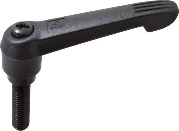 KIPP - 1/2-13, 1" Hub Diam, Glass Fiber (Steel Components) Threaded Stud Adjustable Clamping Lever - 1.97" Stud Length, 4.29" OAL, 2.4" High - USA Tool & Supply