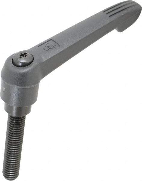 KIPP - 1/2-13, 1" Hub Diam, Glass Fiber (Steel Components) Threaded Stud Adjustable Clamping Lever - 2.36" Stud Length, 4.29" OAL, 2.4" High - USA Tool & Supply