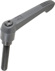 KIPP - 1/2-13, 1" Hub Diam, Glass Fiber (Steel Components) Threaded Stud Adjustable Clamping Lever - 2.36" Stud Length, 4.29" OAL, 2.4" High - USA Tool & Supply