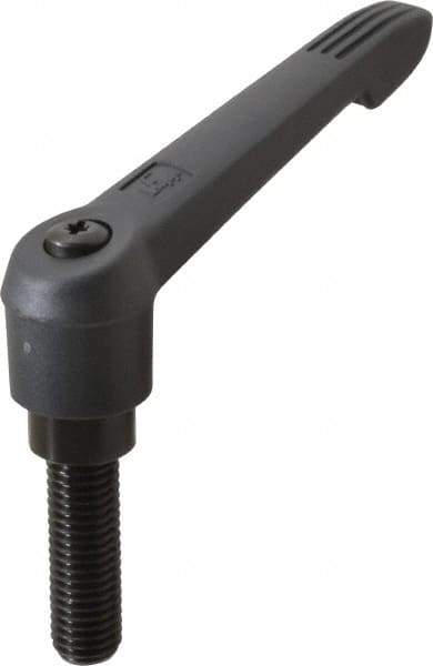 KIPP - 5/8-11, 1.18" Hub Diam, Glass Fiber (Steel Components) Threaded Stud Adjustable Clamping Lever - 1.97" Stud Length, 4.96" OAL, 2.83" High - USA Tool & Supply